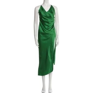 SER.O.YA Silk Long Dress in Green